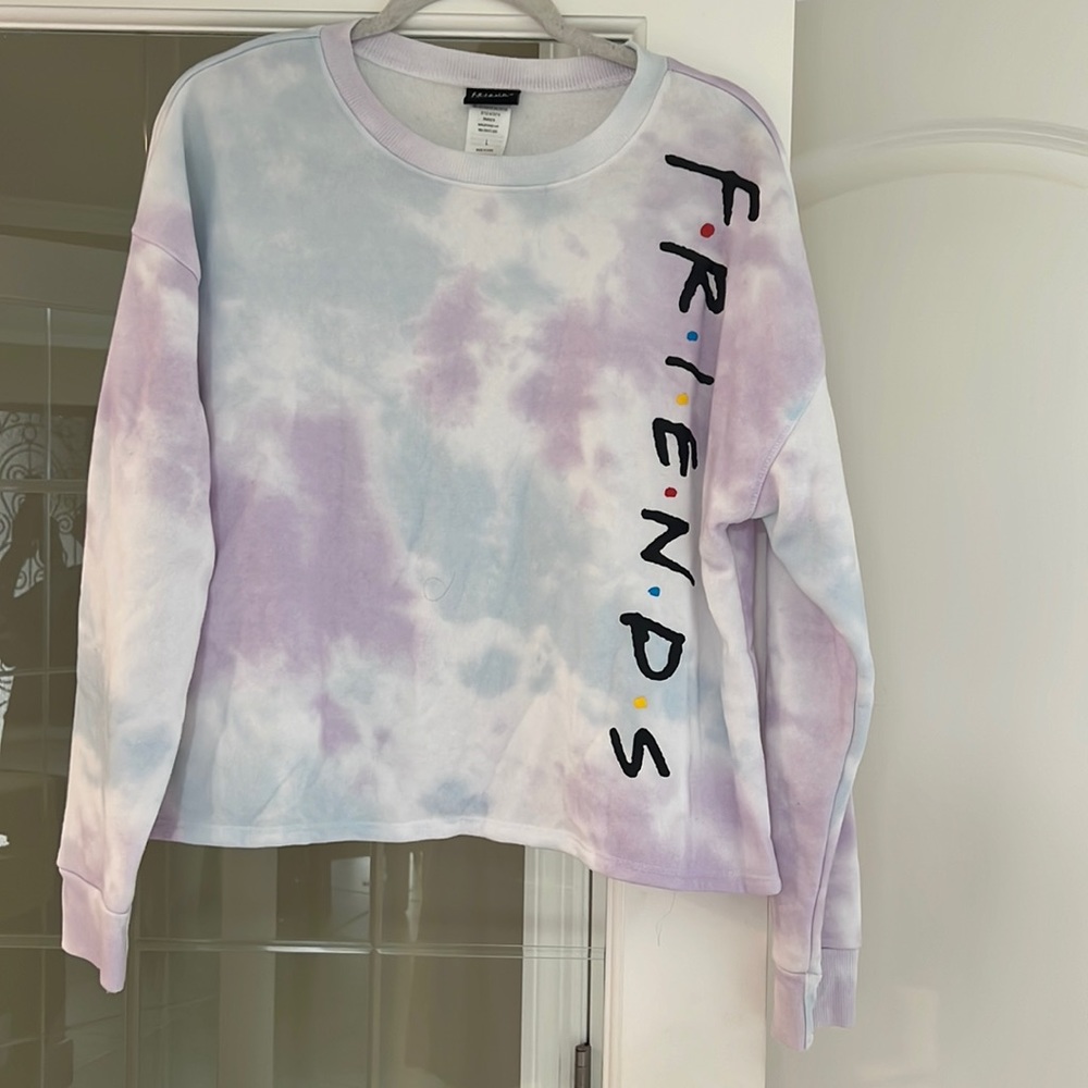 FRIENDS Light Blue and Purple Tie Dye Sweater